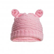 H710-P: Pink Cable Knit Hat w/Ears (0-12 Months)